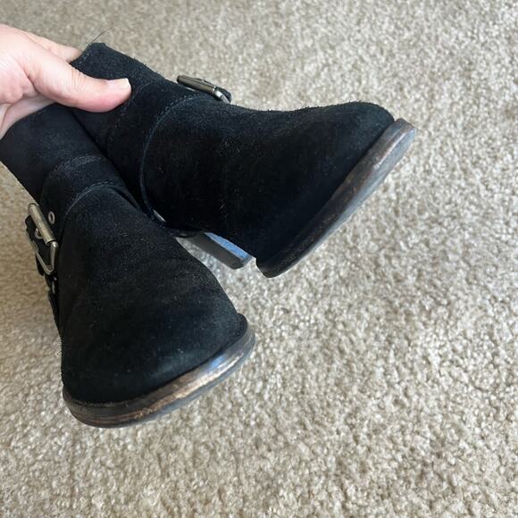 AllSaints | Suede Quentin Harness Black Ankle Boots - Picture 7 of 14